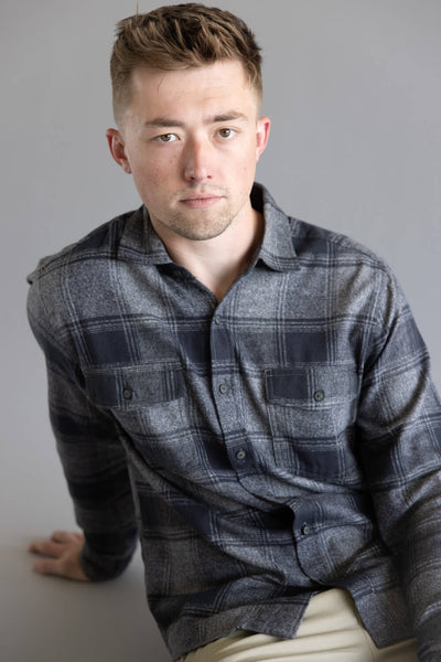 North River Twist Yarn Plaid Button Up Shirt for Men in Black