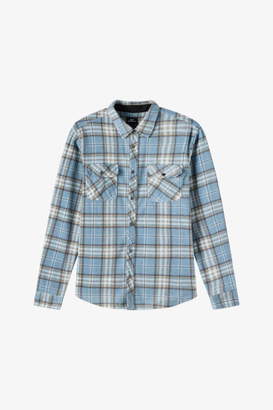 O’Neill Youth Glacier Plaid Super Fleece Long Sleeve Shirt for Boys in Blue