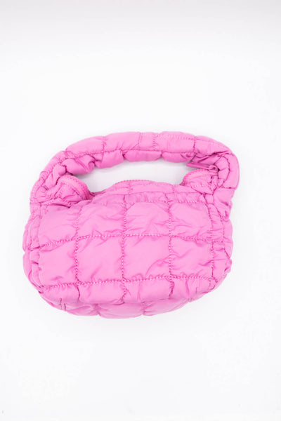 Quilted Puffer Mini Bag for Women in Bubble Gum Pink