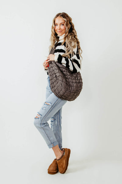 Quilted Puffer Bag for Women in Green