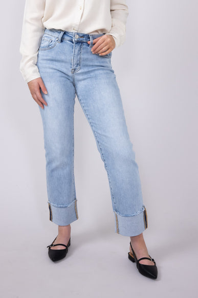 Risen Jeans High Rise Cuffed Straight Relaxed Jeans for Women