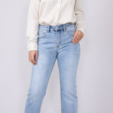Risen Jeans High Rise Cuffed Straight Relaxed Jeans for Women
