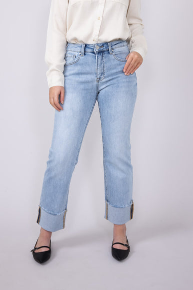 Risen Jeans High Rise Cuffed Straight Relaxed Jeans for Women