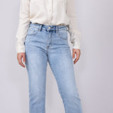 Risen Jeans High Rise Cuffed Straight Relaxed Jeans for Women