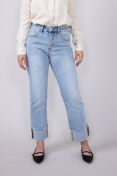 Risen Jeans High Rise Cuffed Straight Relaxed Jeans for Women