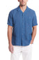 Weatherproof Vintage Cotton Airtex Shirt for Men in Blue Ashes; Man wearing a blue short-sleeve shirt with a collar on a white background