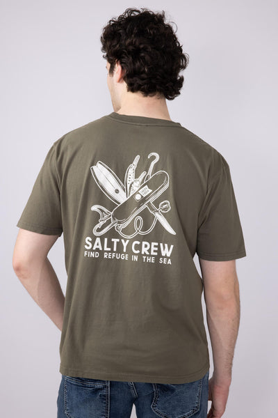 Salty Crew Pocket Knife T-Shirt for Men in Dusty Olive
