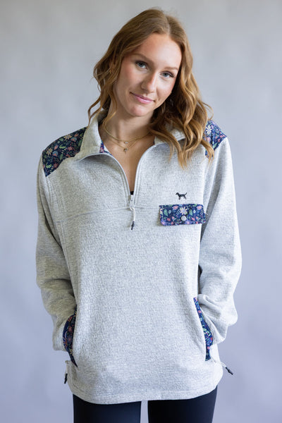 Simply Southern Aria ¼ Zip Pullover for Women in Heather Grey