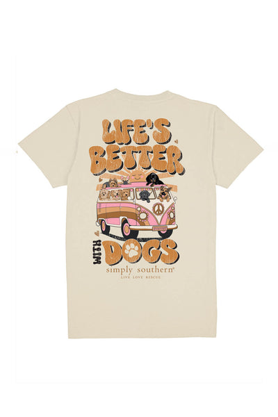 Simply Southern Youth Life’s Better With Dogs T-Shirt for Girls in Linen