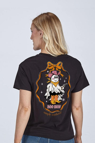 Simply Southern Boo Haw T-Shirt for Women in Black