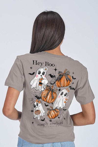 Simply Southern Hey Boo T-Shirt for Women in Grey