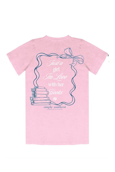 Simply Southern Plus Size Just A Girl T-Shirt for Women in Pink