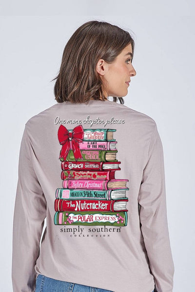 Simply Southern One More Chapter Long Sleeve T-shirt for Women in Driftwood