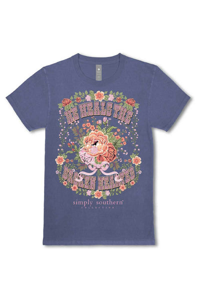Simply Southern Plus Size Broken T-Shirt for Women in Washed Navy