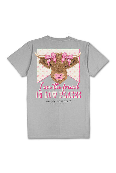 Simply Southern Womens Shirts Friend In Low Places T-Shirt for Women in Heather Grey