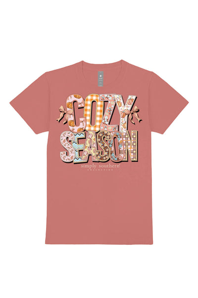 Simply Southern Plus Size Cozy Season T-shirt for Women in Maple