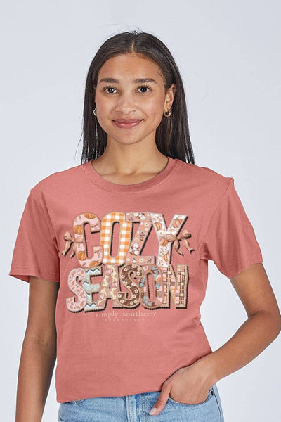 Simply Southern Cozy Season T-shirt for Women in Maple