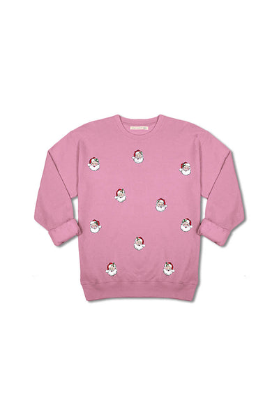 Simply Southern Youth Santa Crewneck for Girls in Pink