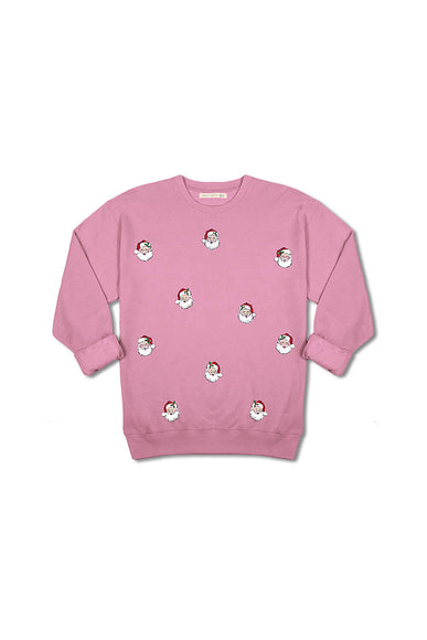 Simply Southern Youth Santa Crewneck for Girls in Pink