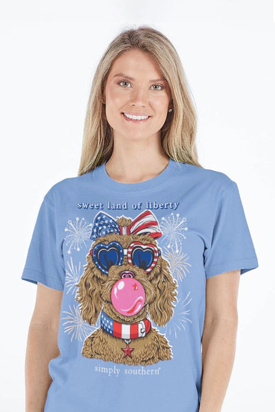 Simply Southern Sweet Land of Liberty T-Shirt for Women in Wave