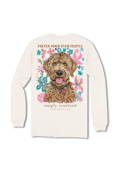 Simply Southern Plus Size Prefer Dogs Long Sleeve T-Shirt for Women in Linen