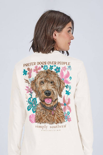 Simply Southern Prefer Dogs Long Sleeve T-Shirt for Women in Linen