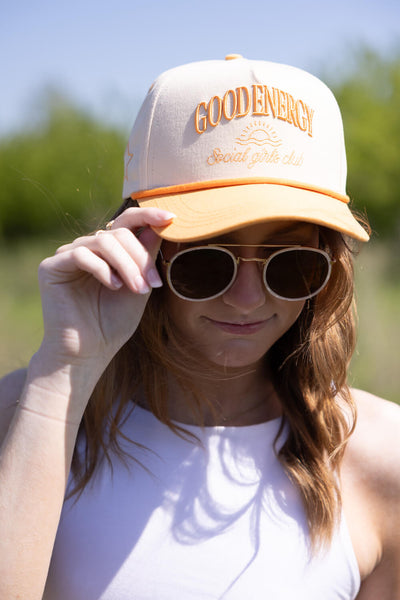 Simply Southern Embroidered Good Energy Hat for Women in Yellow