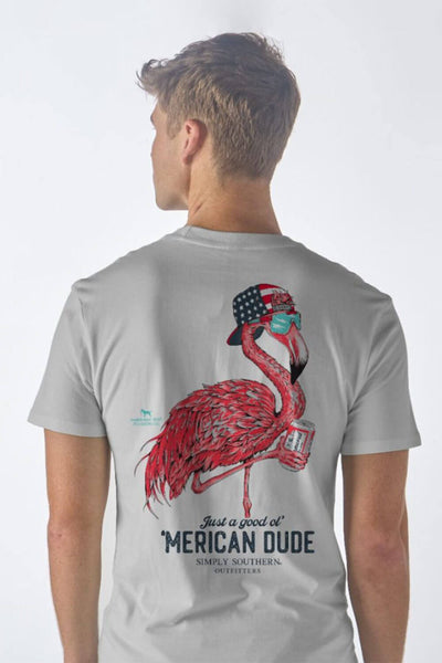 Simply Southern USA Flamingo T-Shirt for Men in Grey | MN-SS-FLAMINGO- â Glik's