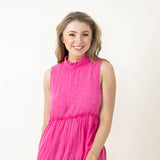 Simply Southern Gauze Tieback Dress for Women in Hot Pink