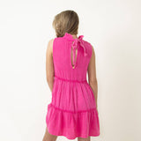 Simply Southern Gauze Tieback Dress for Women in Hot Pink