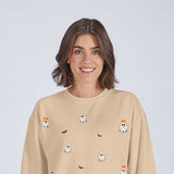 Womens Simply Southern Ghost and Bats Crewneck for Women in Sand