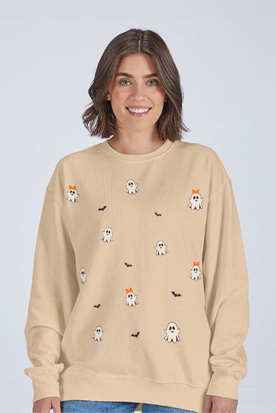 Womens Simply Southern Ghost and Bats Crewneck for Women in Sand