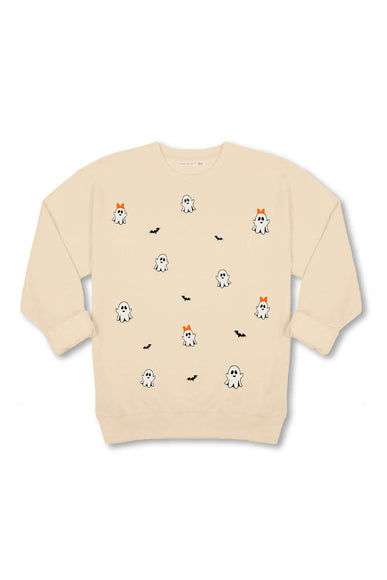 Womens Simply Southern Ghost and Bats Crewneck for Women in Sand