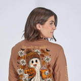 Simply Southern Womens Shirt Too Cute To Spook Long Sleeve T-Shirt for Women in Chestnut