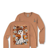 Simply Southern Womens Shirt Too Cute To Spook Long Sleeve T-Shirt for Women in Chestnut