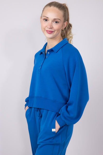 Womens Simply Southern Gigi ¼ Snap Collar Modal Pullover for Women in Royal Blue