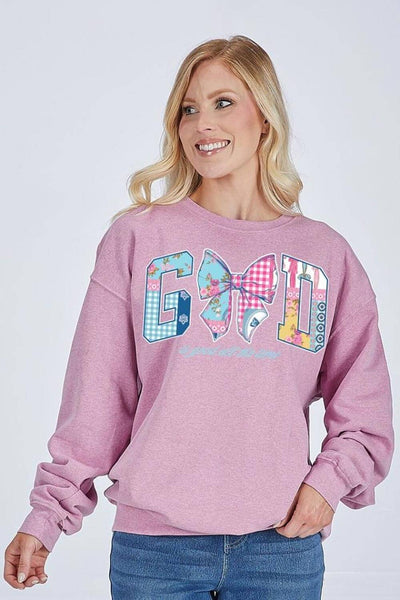 Simply Southern God Crewneck for Women in Pink