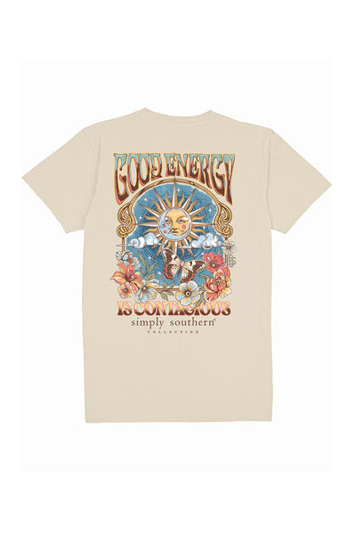 Simply Southern Plus Size Good Energy T-Shirt for Women in Off White