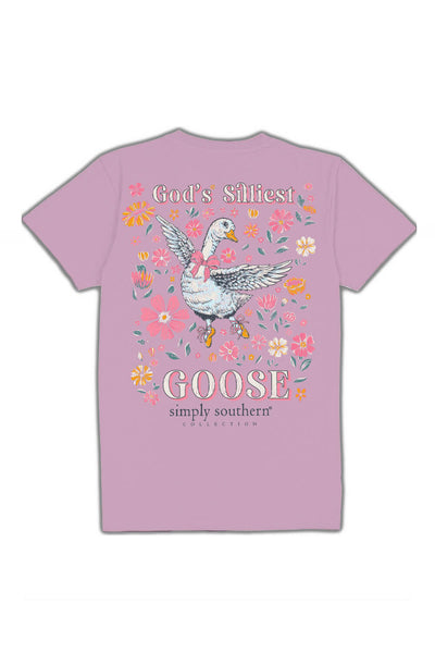 Simply Southern Youth Goose T-Shirt for Girls in Purple