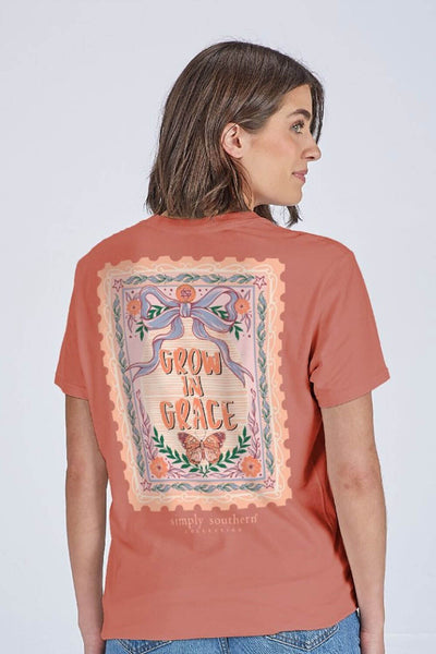 Simply Southern Grow In Grace T-Shirt for Women in Maple Mauve