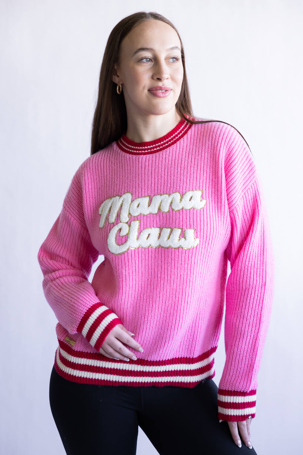Simply Southern Harper Mama Claus Sweater for Women in Pink | PP