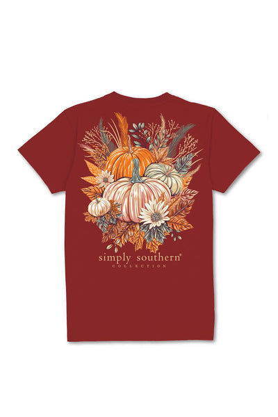 Simply Southern Plus Size Fall Pumpkin Harvest T-shirt for Women in Carmine