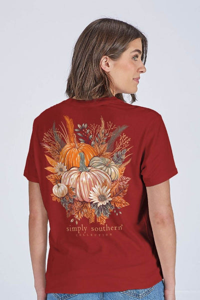 Simply Southern Fall Pumpkin Harvest T-shirt for Women in Carmine