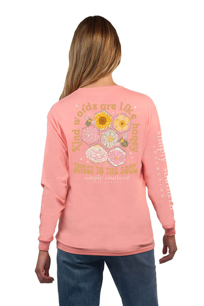 Simply Southern Long Sleeve Kind Word T-Shirt for Women in Reef
