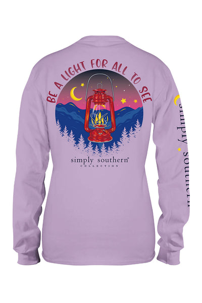 Simply Southern Plus Size Long Sleeve Be A Light T-Shirt for Women in Lilac