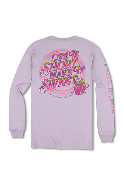 Simply Southern Plus Size Life Is Short Make It Sweet Long Sleeve T-Shirt for Women in Purple