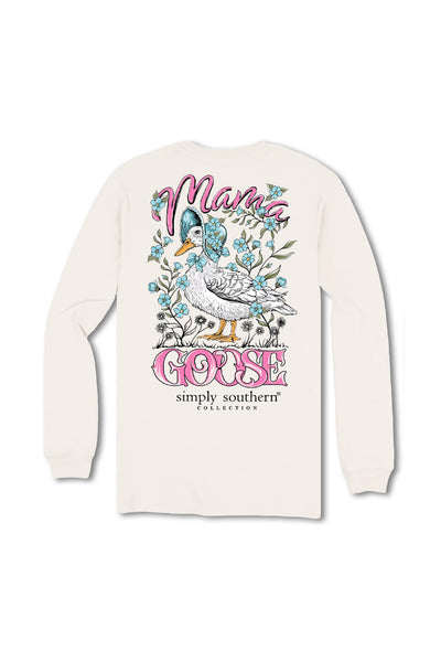Simply Southern Plus Size Mama Goose Long Sleeve T-shirt for Women in Linen