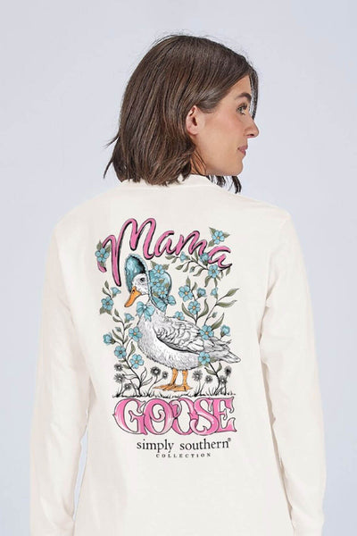 Simply Southern Mama Goose Long Sleeve T-shirt for Women in Linen