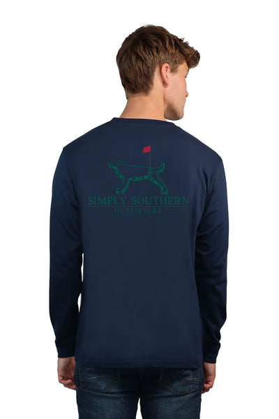 Simply Southern Mens Long Sleeve Golf Dog T-Shirt for Men in Night Sky