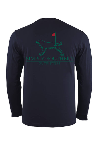 Mens Simply Southern Shirts XXL Long Sleeve Golf Dog T-Shirt for Men in Night Sky